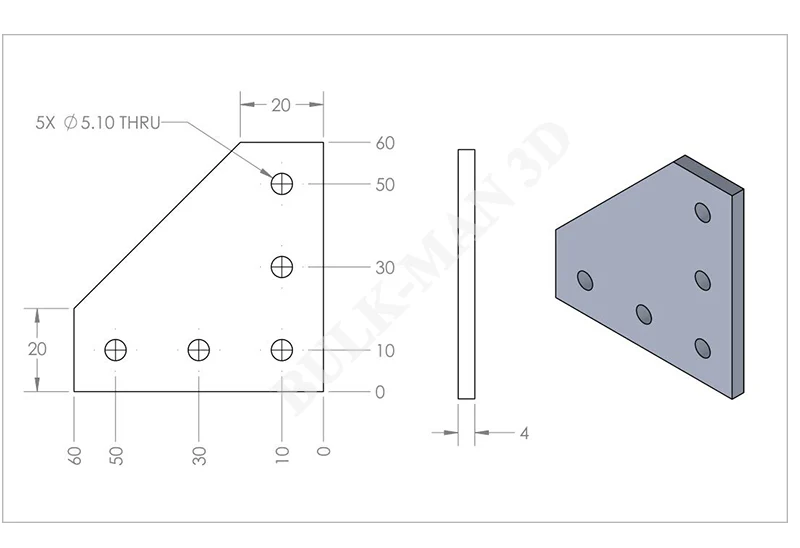 90 Degree Outside Joining Plate for 2020 Aluminum Extrusion - Image 2