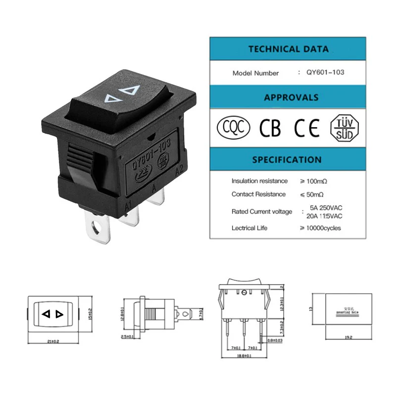 Rocker Switch 3 Pins 3 Position ON/Off/ON - Image 2