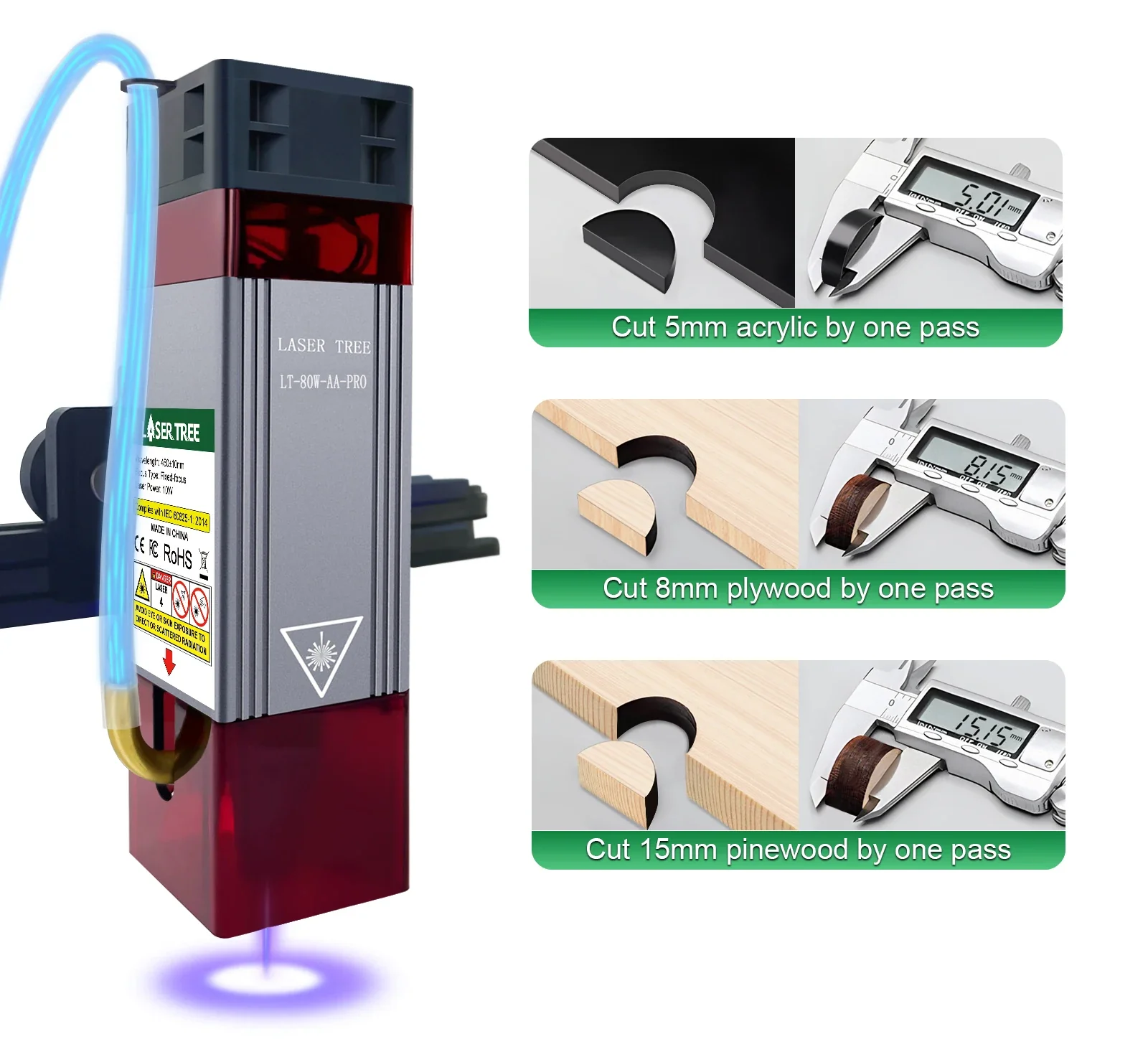 10W (True) Power Cutting LASER Head Kit (LASER Tree LT-80W-AA-PRO-12V) - Image 2